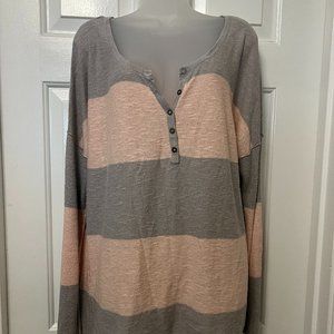 Free People Beach Pink & Gray Sweater